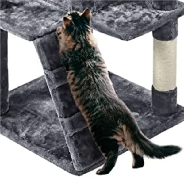 Yaheetech 54.5in Cactus Cat Tree Tower With Ramp & Condos - Multi-Level Playground For Indoor Cats (Green/Brown)