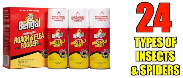 Bengal Concentrated Roach and Flea Fogger, Odorless Mess-Free Dry Fog, 4 Count, 2.7 oz Aerosol Cans