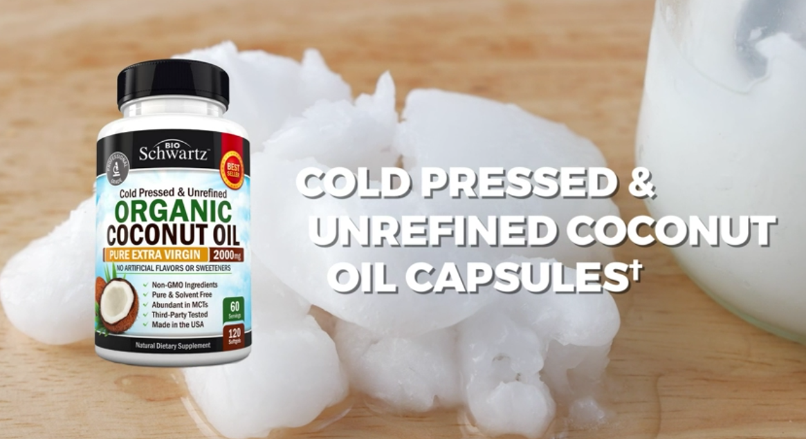 thumbnail video image 2 of BioSchwartz Coconut Oil Pills - Dietary Supplement for Skin, Nails, Hair Growth | 120 Count, 2 of 9