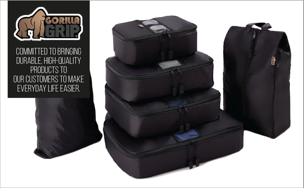 GORILLA GRIP 8 Piece Packing Cubes Set, Travel Essential