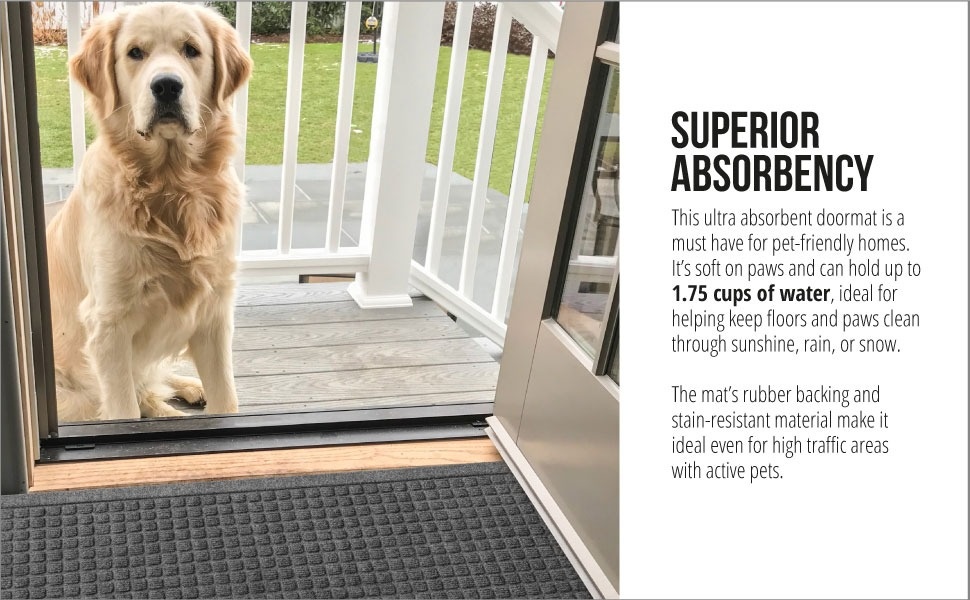 Gorilla Grip Ultra Absorbent Moisture Guard Doormat, Absorbs Up To 1 7 Cups Of Water Stain And Fade Resistant Spiked Rubber Backing All Weather Mats Capture Dirt Indoor Outdoor 29x17 Grey