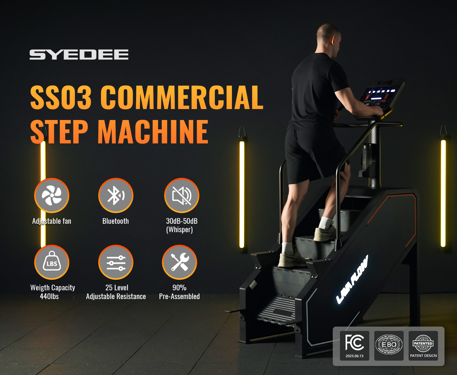 thumbnail video image 2 of syedee Stair Machine with LED Screen, Stepmill Exercise Machine with 12 Workout Programs, 441 LBS Step Machine, 24-164 Steps/Minute(Black), 2 of 15