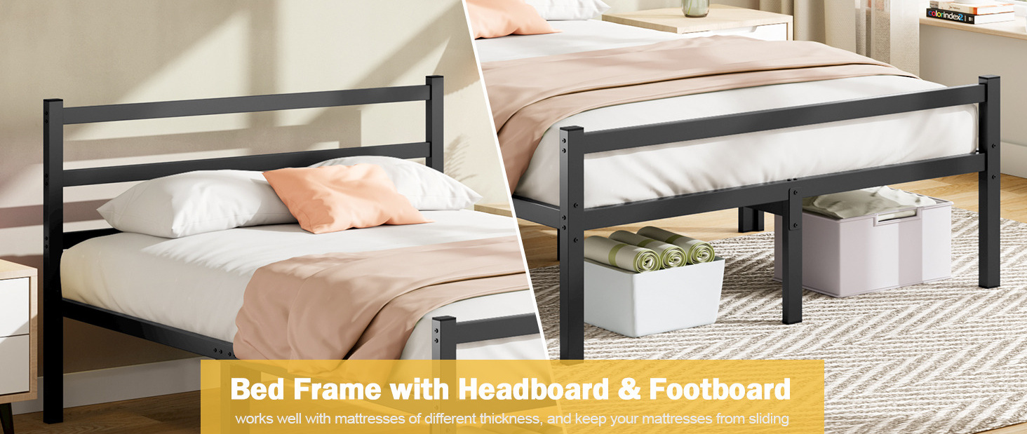 Mr IRONSTONE Heavy Duty Queen Size Metal Platform Bed Frame