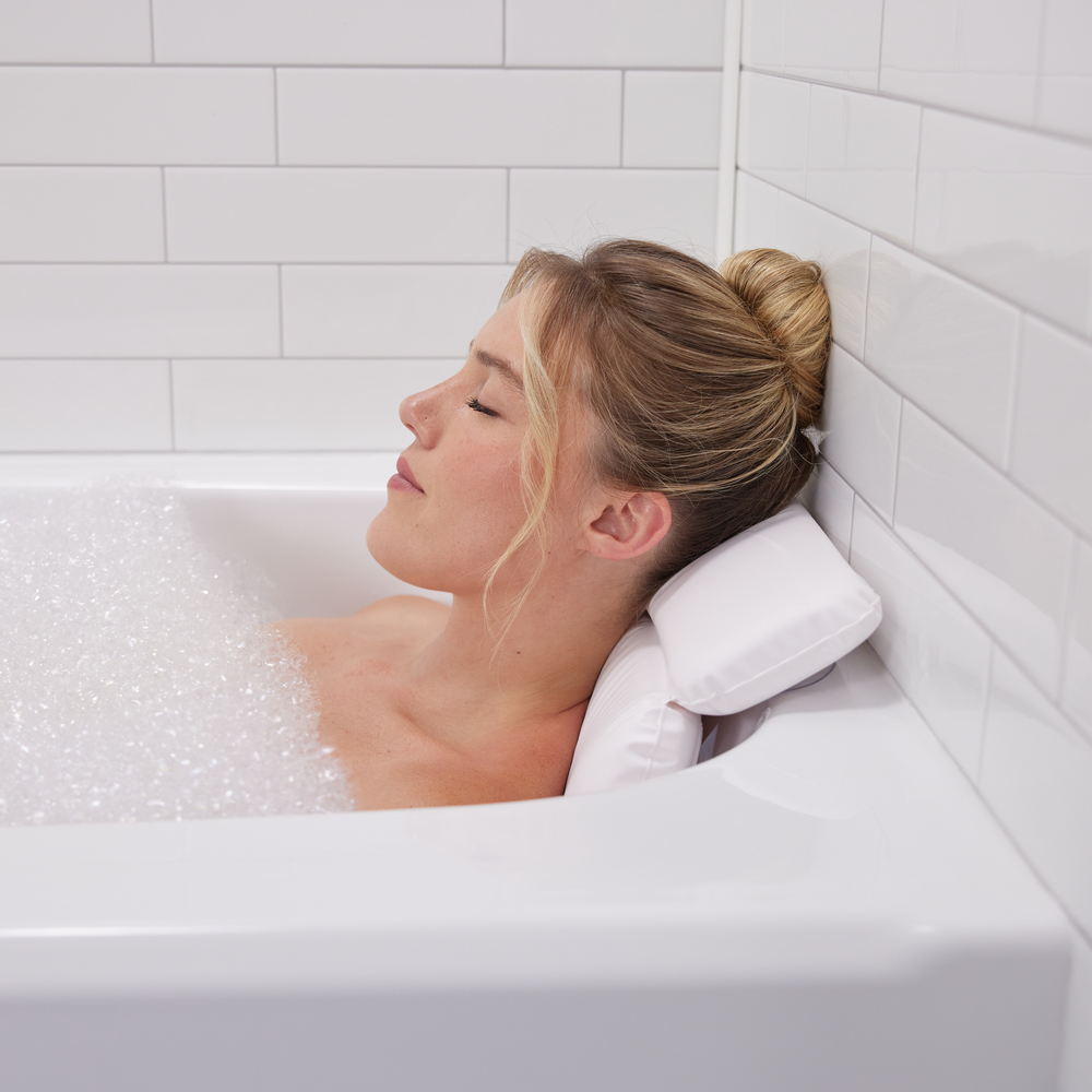 thumbnail video image 2 of GORILLA GRIP Bath Pillows for Tub, Waterproof Bathtub Pillows, Cushioned Headrest, 2 Panel, Spa Blue, 2 of 10