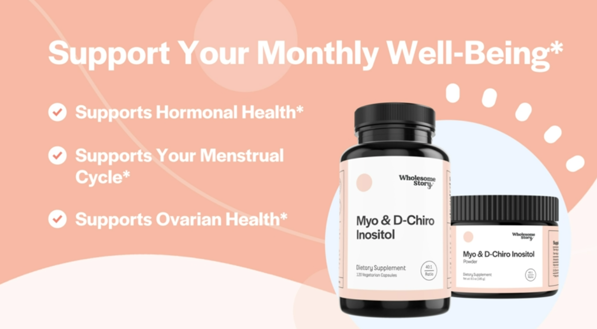 thumbnail video image 2 of Wholesome Story Myo-Inositol & D-Chiro Inositol Powder Hormonal Balance Support Supplement, 2.17 oz, 2 of 10