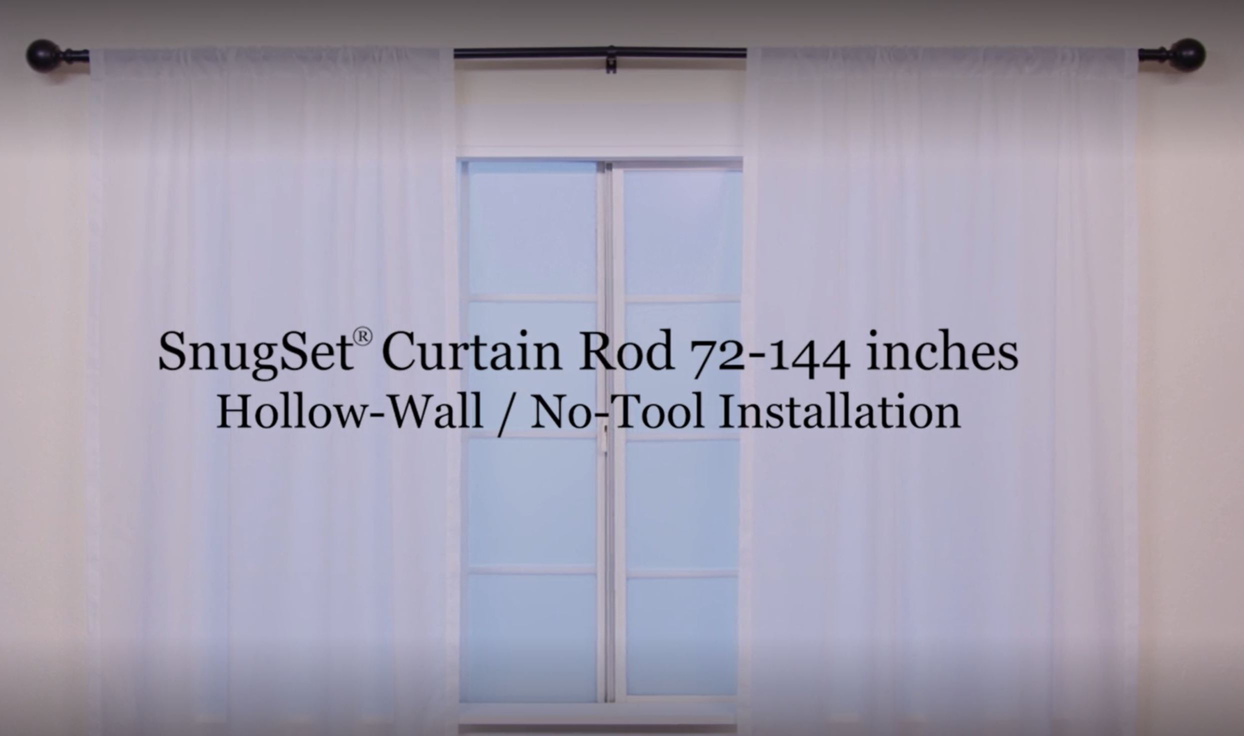 thumbnail video image 2 of SnugSet 1" Nickel Andrew Square Adjustable Single Curtain Rod, 72"-144", 2 of 11