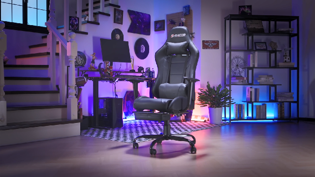 thumbnail video image 2 of Homall Massage Gaming Chair Office Chair High Back PU Leather Chair with Footrest, Black, 2 of 9