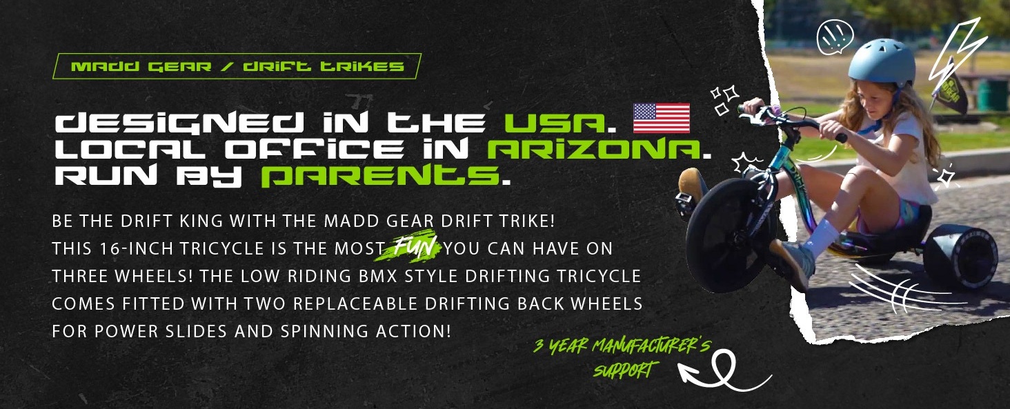Madd Gear Drift Trike - Strong Steel Frame Tricycle