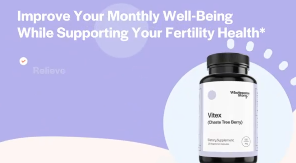 thumbnail video image 2 of Wholesome Story Vitex Chasteberry Supplement for Women, Hormone Balance & Fertility Support, 120 Ct, 2 of 9