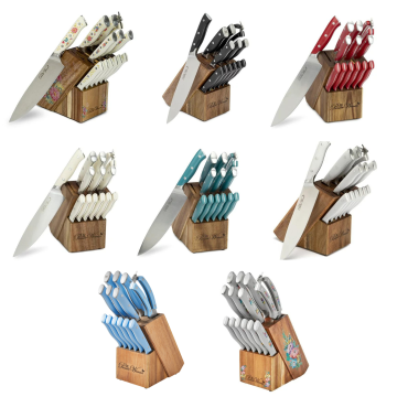 thumbnail video image 2 of The Pioneer Woman Pioneer Signature 14-Piece Stainless Steel Knife Block Set, Black, 2 of 8