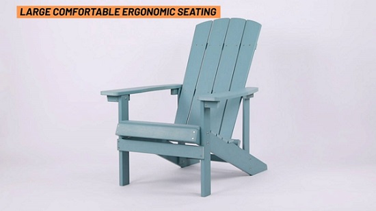 thumbnail video image 2 of Royalcraft Adirondack Chairs, Outdoor Weather Resistant Plastic Fire Pit Chairs, 350 LBS Patio Adirondack Chair for Easy Assembly, Blue, 2 of 9