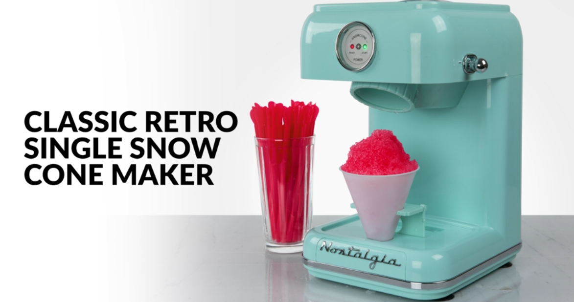 thumbnail video image 2 of Nostalgia Retro Snow Cone Maker, Countertop Shaved Ice Machine and Snow Cone Maker, Aqua, 2 of 7