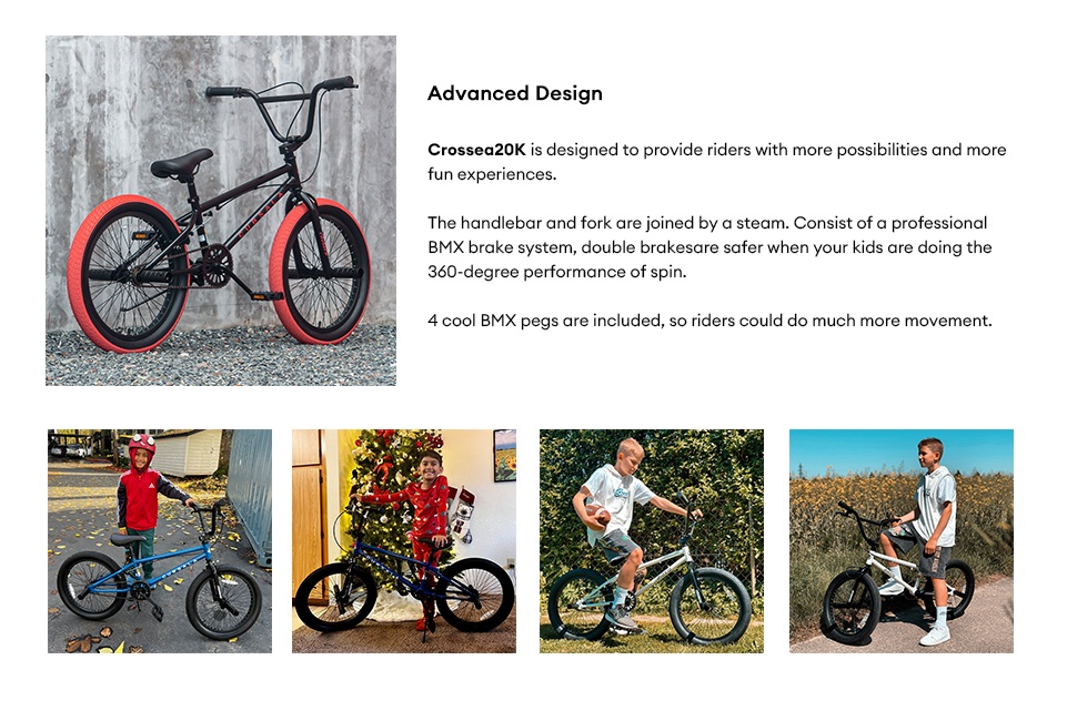 cubsala Freestyle BMX Bike, 20 Inch Kids Bicycle for 7-13 Years