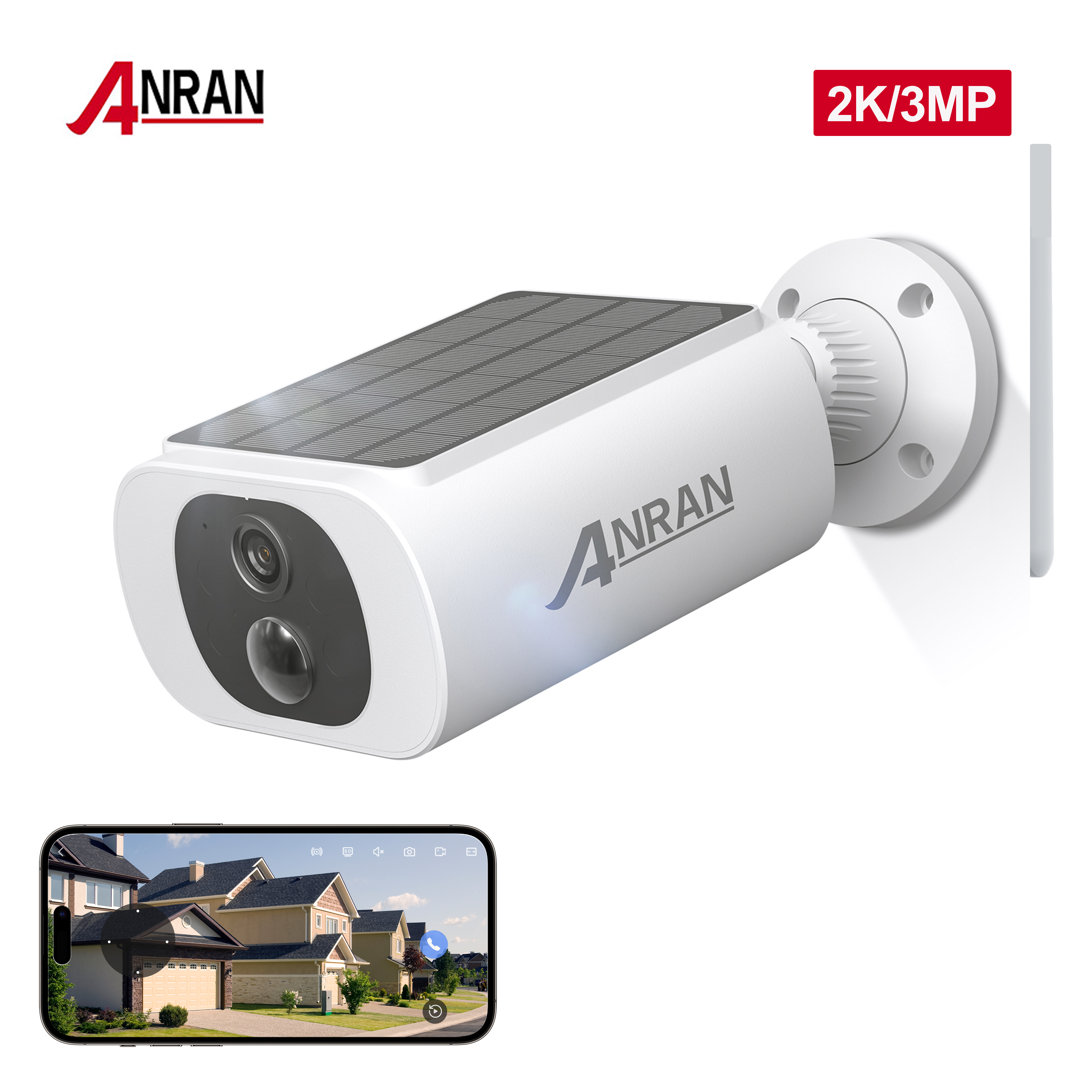 ANRAN Solar Security Camera, 2K Wireless Outdoor Camera with Color