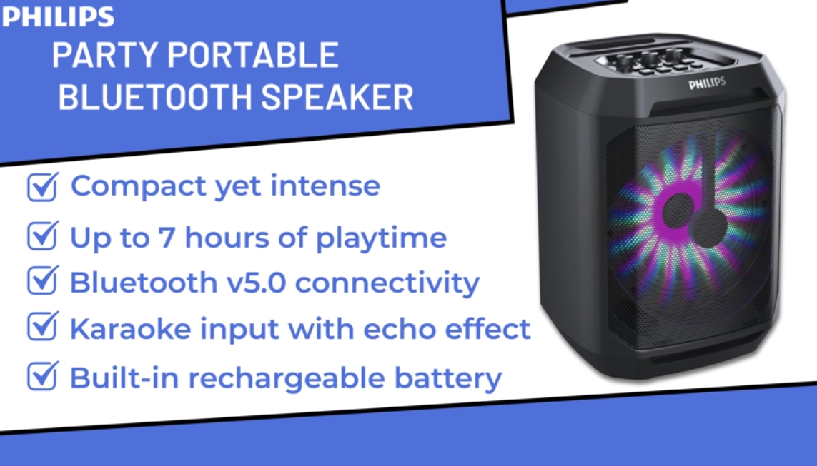 PHILIPS Bluetooth Party Speaker with Stereo Music Sound System