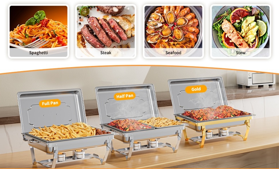Chafing Dishes For Buffet 4 Pack, Ultrasonic Mirror Polishing Chafing