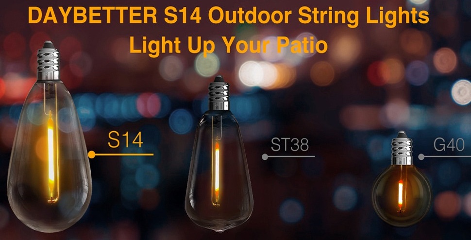 送料無料 通販  Outdoor 50ft S14 DAYBETTER String Waterproof Lights, 小物