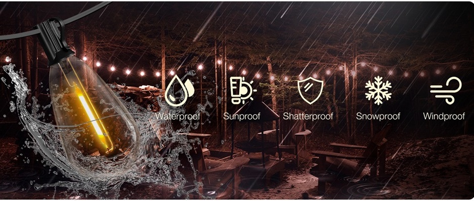 DAYBETTER S14 50ft Outdoor String Lights, Waterproof DAYBETTER S14 50ft Outdoor String Lights, Waterproof