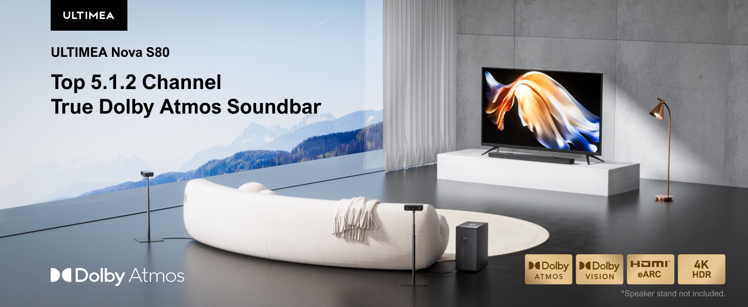 ULTIMEA 5.1.2ch True Dolby Atmos Home Theater Sound Bar, 2