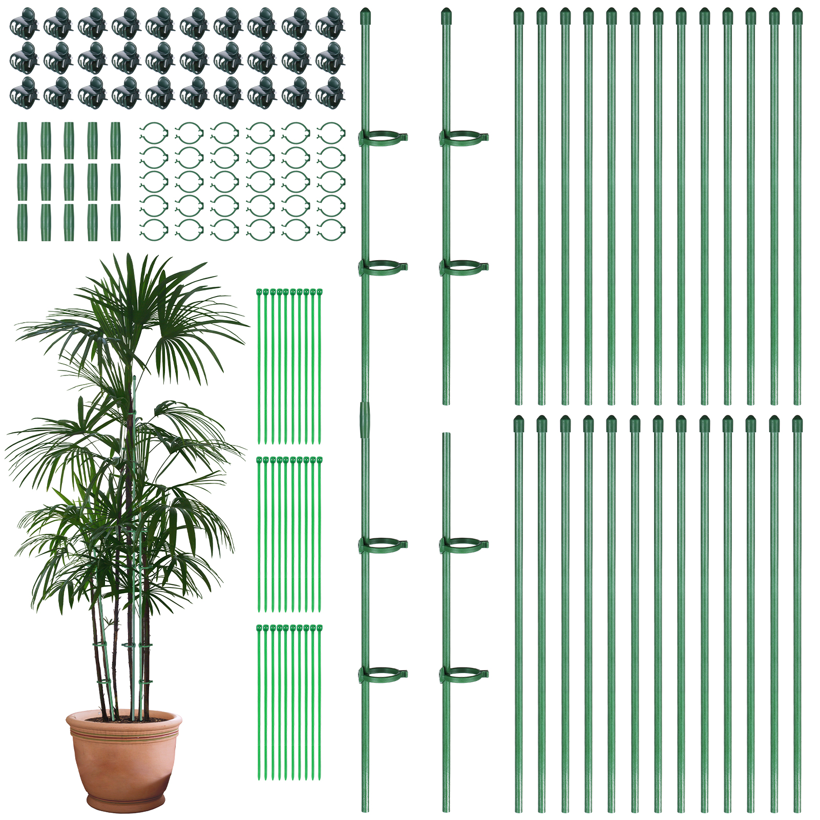 thumbnail video image 2 of Bocaoying 30 Pcs Plant Support Stakes, Height Adjustable Garden Plant Stake with Clips, Connect Pipe and Plant Ties, Plant Stick for Indoor Outdoor Tomato Orchid Rose Peony Peppers, 2 of 8