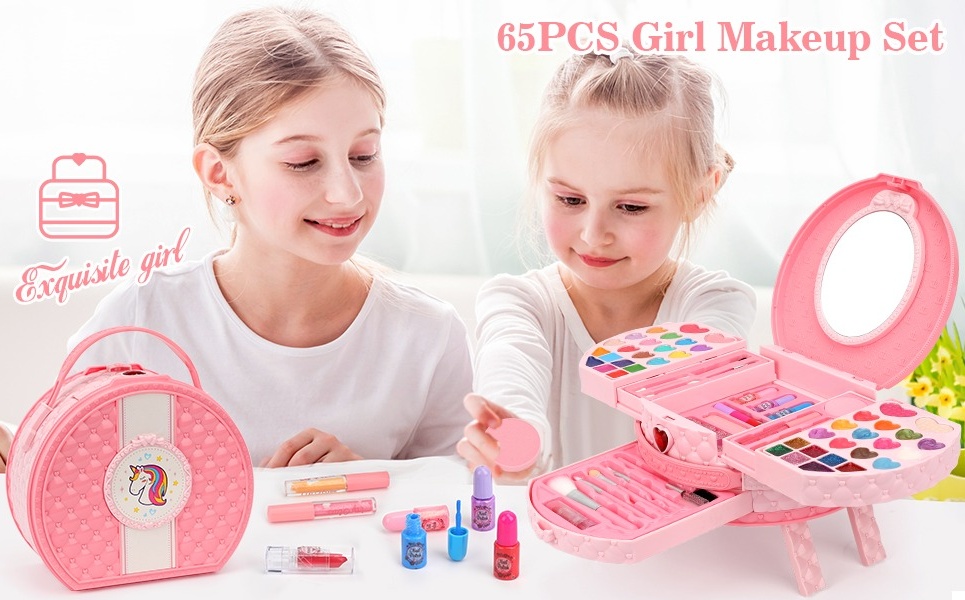 Sendida Kids Makeup Kit for Girls, 66-Piece Playset for Ages 3 to