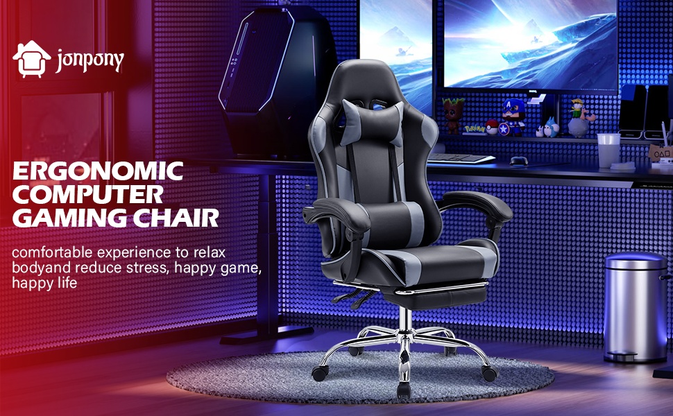 JONPONY Big and Tall Gaming Chair, Ergonomic Design, Gamer