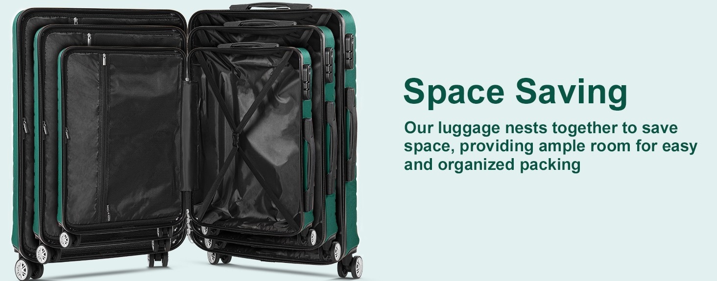 Walmart 3-Piece Durable ABS Luggage Set with 7 Organizer Bags for
