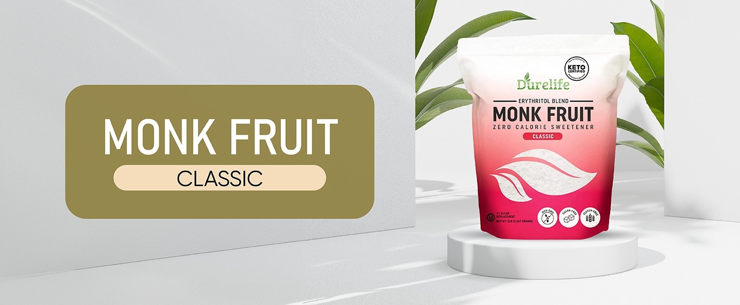 Durelife Organic Monk Fruit Sweetener, 0 Calorie, 5OZ, Keto