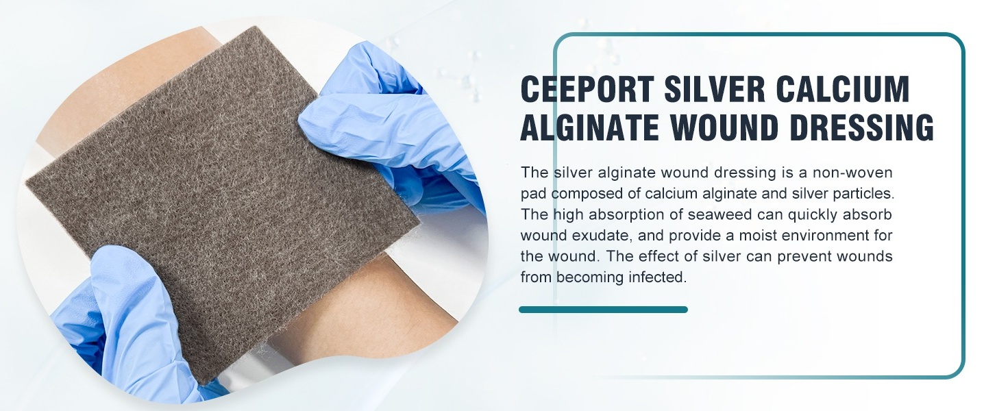 ceeport silver calcium alginate dressing Antibacterial Silver Alginate Wound Dressing for 2nd Degree Burn  CEEPORT