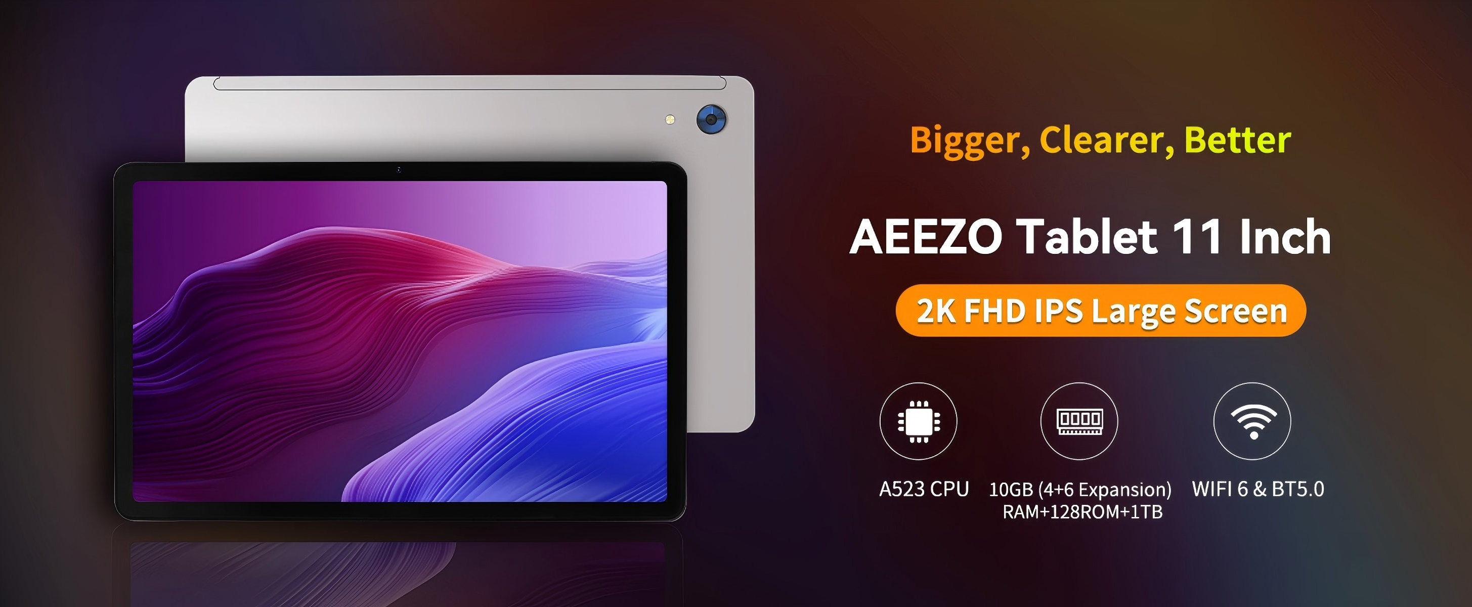 11inch 2K Tablet Android 14 with Octa-Core Processor,12GB RAM