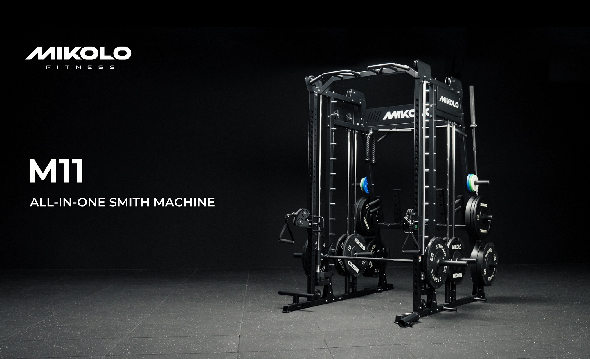 thumbnail video image 2 of Mikolo M11 Smith Machine, Complete Starter Home Gym Package, 2200 lbs Power Rack with 230LBS Plates and Weight Bench, Total Body Strength Training Cage, 2 of 15