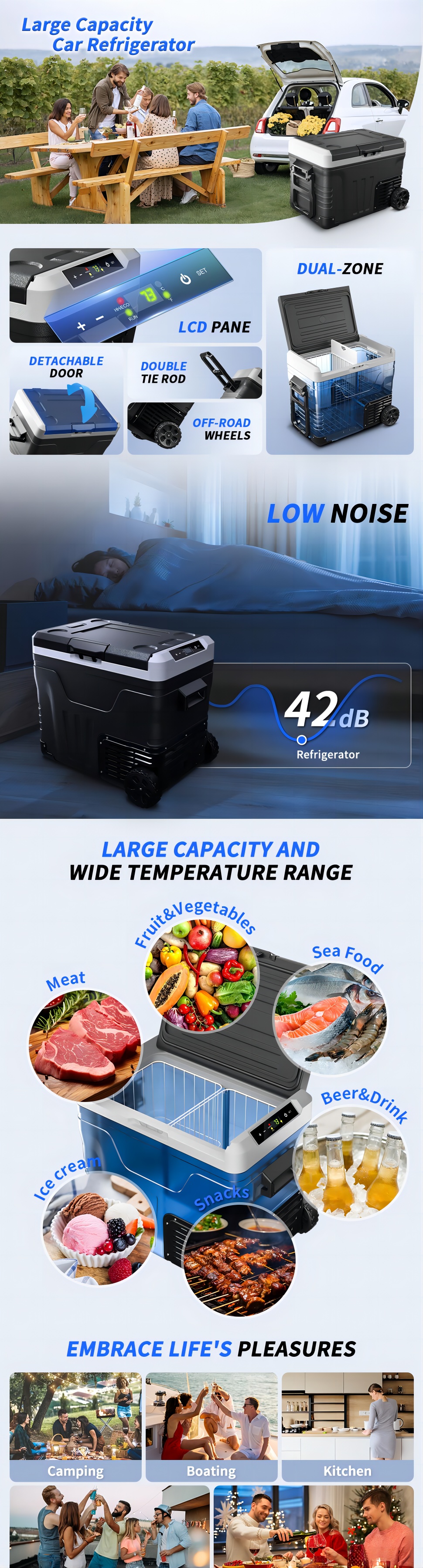 Simzlife 12V Car Refrigerator, 37QT Electric Cooler DC/AC