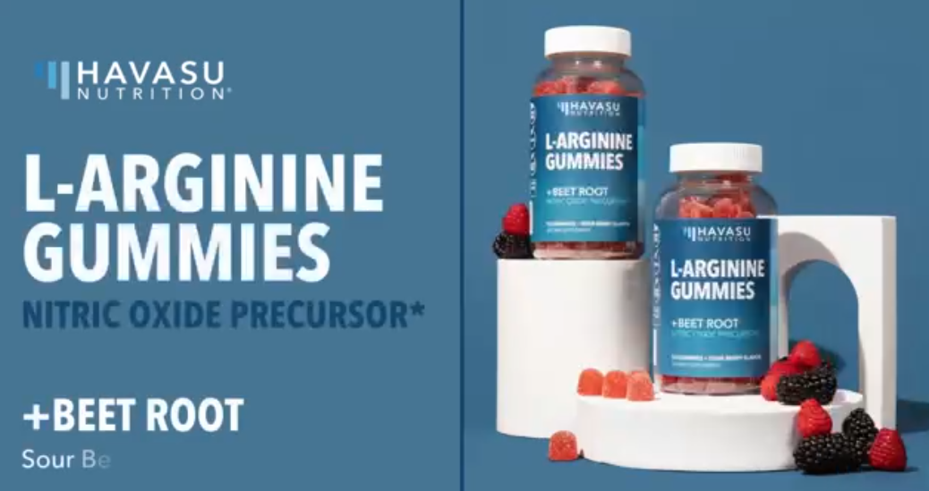 thumbnail video image 3 of Havasu Nutrition L-Arginine Gummies, Nitric Oxide Supplement with Beet Root, Sour Berry, 90 Count, 3 of 10