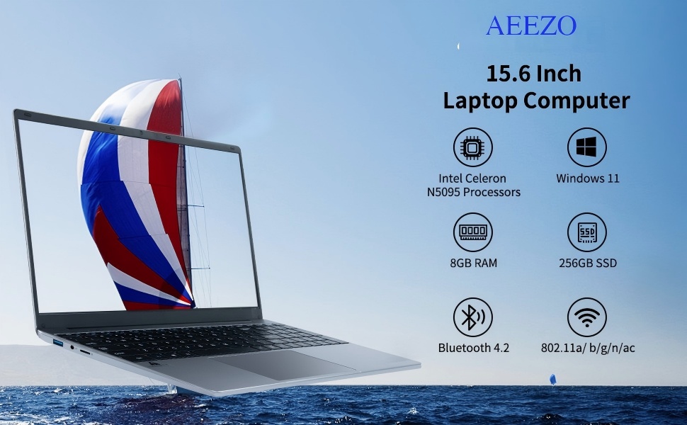15.6 inch Notebook, Intel Celeron Quad-Core, 8GB RAM, 256GB