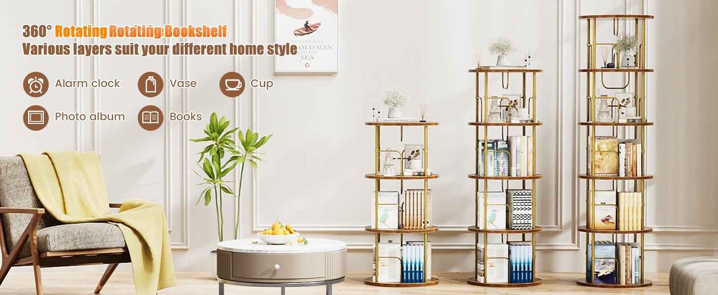 金時　National Geographic サイドウォール4枚 Free Shipping! Flycity Gold 4 Tier Rotating Bookshelf 360° Display