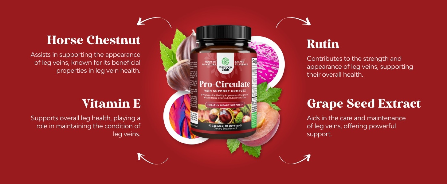 Nature's Craft Vegan Caps - Vein Support & Circulation Formula