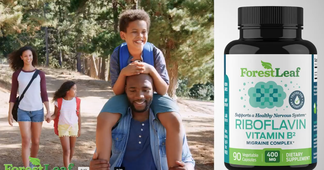 thumbnail video image 3 of Forest Leaf Riboflavin Vitamin B2 400 mg Daily Vitamin for Women & Men, 90 Capsules, 3 of 9