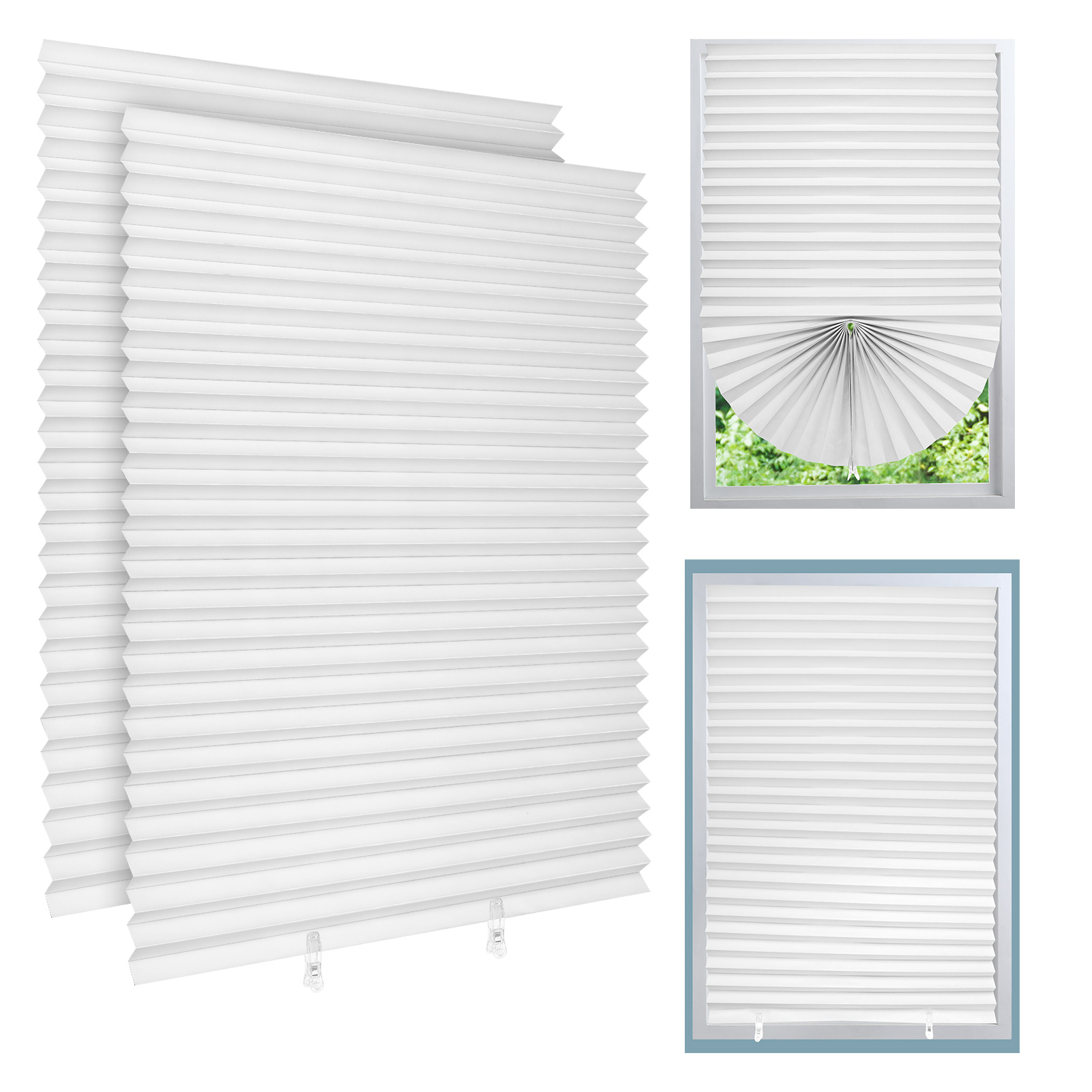 thumbnail video image 2 of Bocaoying 2 Pcs Temporary Blinds for Windows, Stick on Curtains Blinds, No Drill Mini Blinds, Light Filtering Privacy Protection, Black Out Blinds for Window of Bedroom, Bathroom, Kitchen, Office, 2 of 8