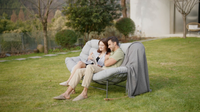 thumbnail video image 2 of Grand Patio Adults Steel Indoor and Outdoor Adjustable Height Rocking Chair, Gray, 2 of 10