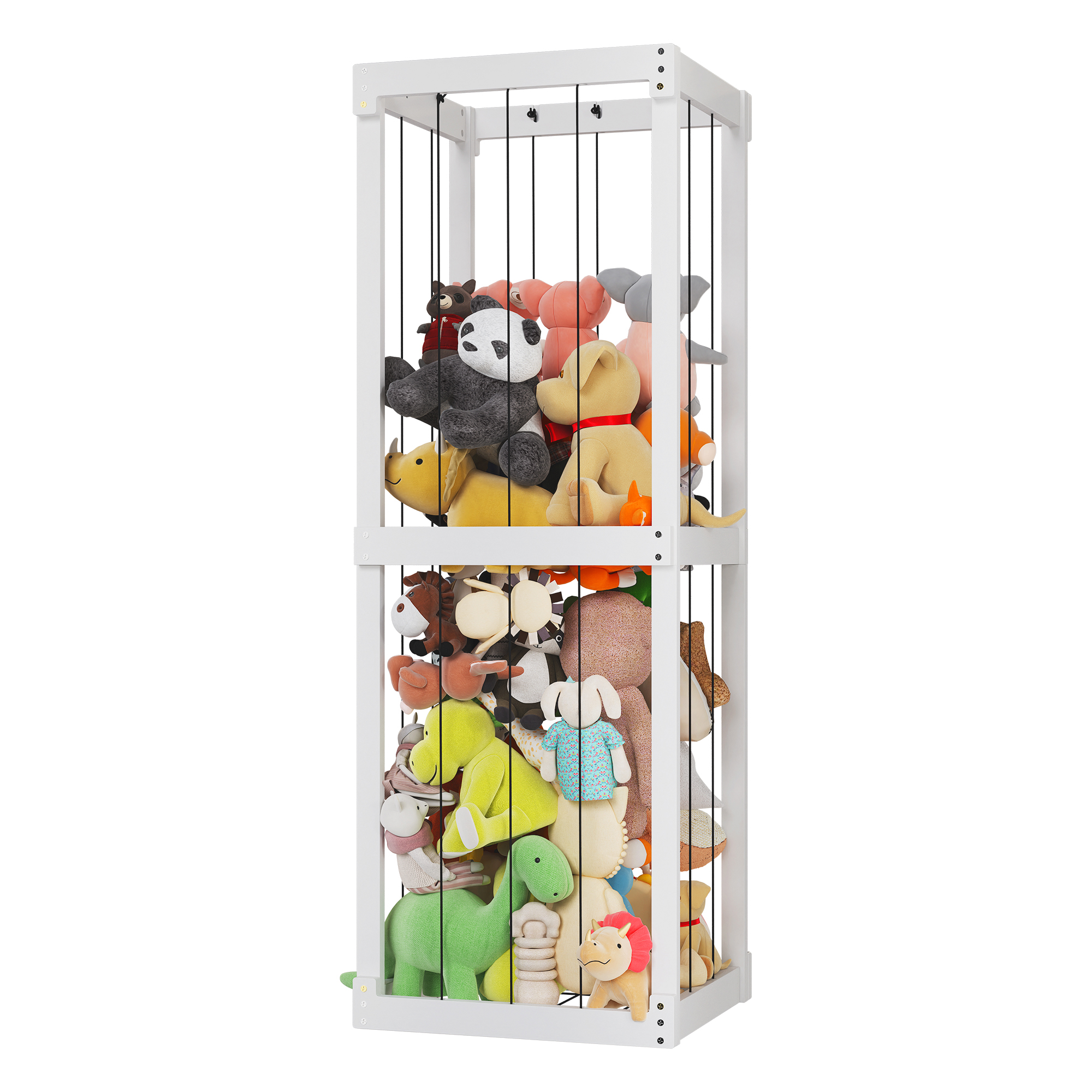 thumbnail video image 2 of Peekabu Extra Large Stuffed Toy Storage, Stuffed Animal Holder Wooden Plush Storage, Organizer Shelf with Elastic Band for Birthday Gift for Toddler & Kid, Bedroom Decor Corner, 2 of 7