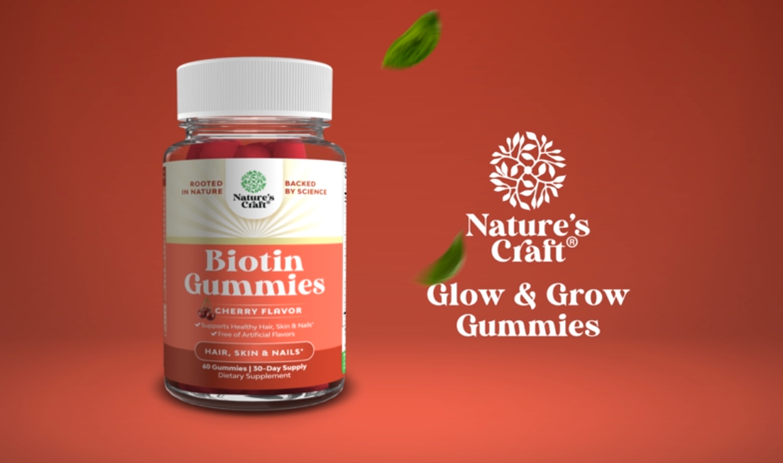 thumbnail video image 2 of Natural Biotin Gummies for Hair Growth - Biotin Vitamins Hair Skin and Nails Gummies for Women and Men - Growth Vitamins Women with Pantothenic Acid, 2 of 9
