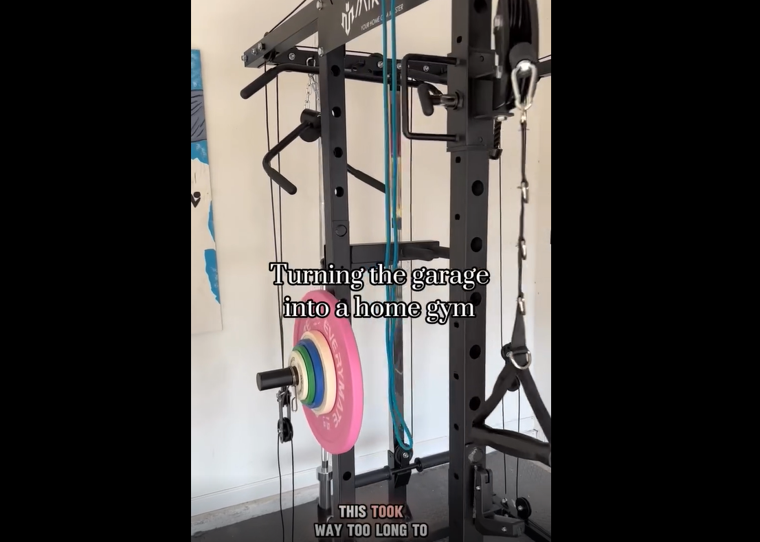 thumbnail video image 2 of Mikolo Power Rack Cage, Weight Rack with Cable Crossover Machine,Multi-Function Squat Rack with J Hooks,Dip Bars and Landmine for Home Gym (Red), 2 of 18