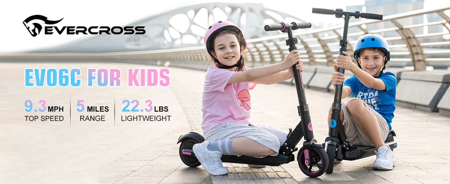 thumbnail video image 2 of EVERCROSS Kids Electric Scooter, 150W Motor, Max Speed 9.3 MPH, 5 Miles Range, Colorful LED Lights, Foldable, Blue, 2 of 9