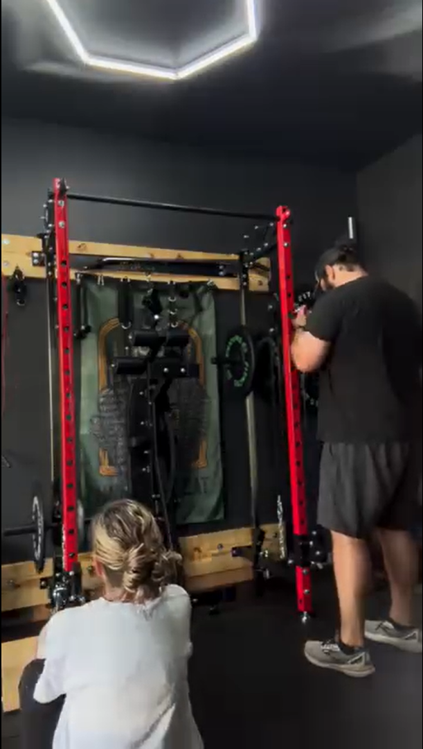 thumbnail video image 2 of Mikolo Foldable Power Rack Cage,1000lbs Capacity Wall Mounted Squat Rack with independent pulley system, Space Saving Home Gym Equipment with 5 Adjustable Angle, 2 of 14