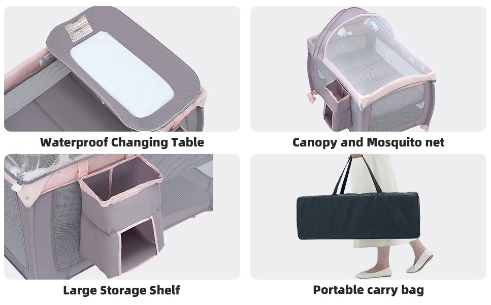 Pamo Babe Baby Playard, Foldable with Changing Table