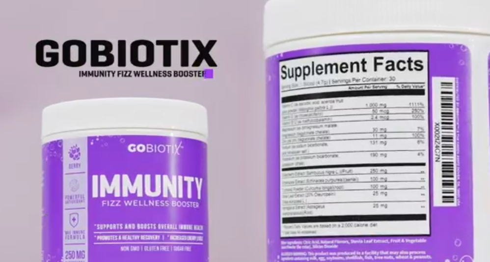 thumbnail video image 2 of GoBiotix Immunity Fizz Drink with Vitamin C, Zinc & Elderberry for Immune Support, Orange, 30 Servings, 2 of 9