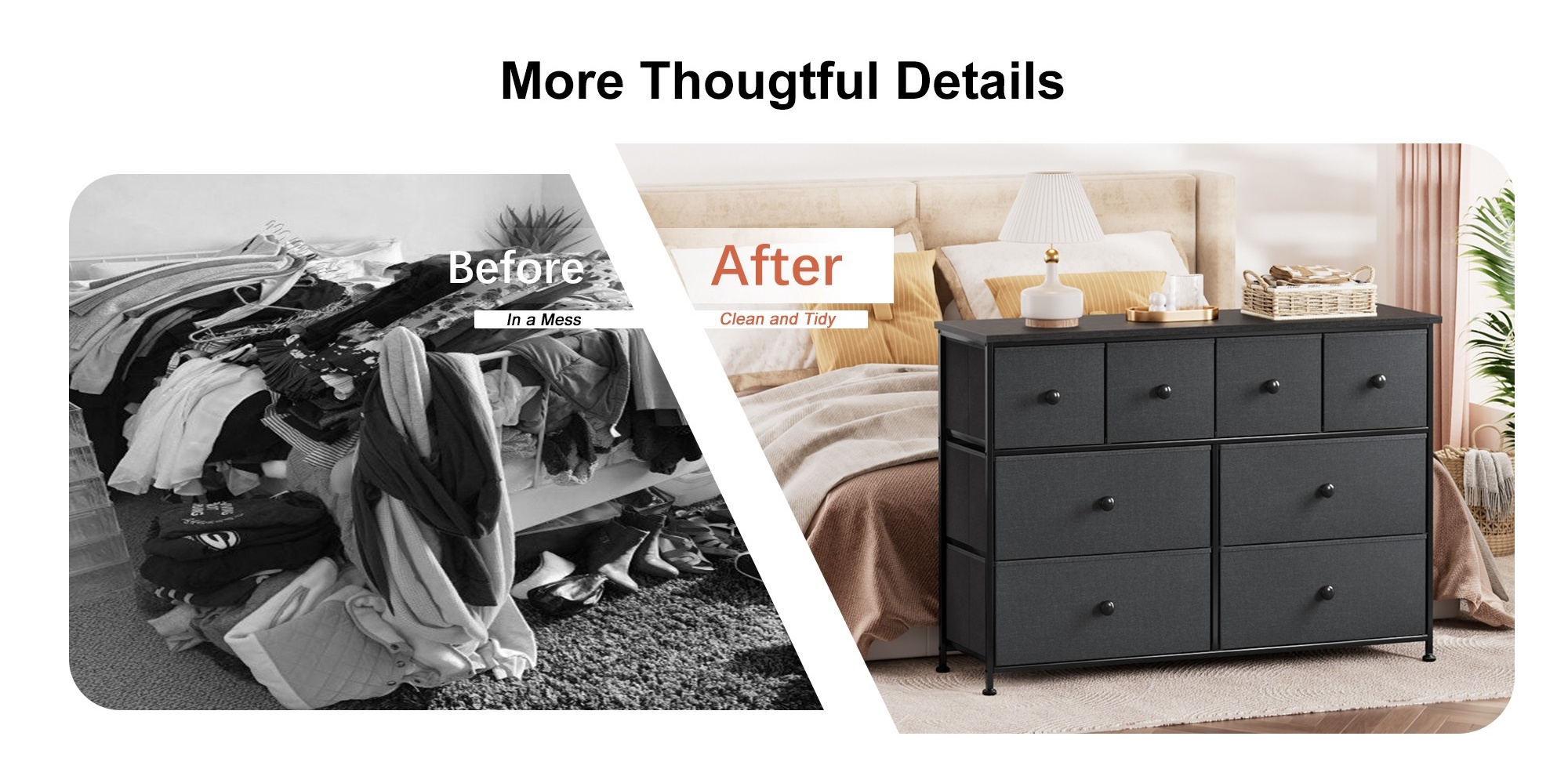 DWVO Fabric Dresser For Bedroom, Tall Storage Dresser With