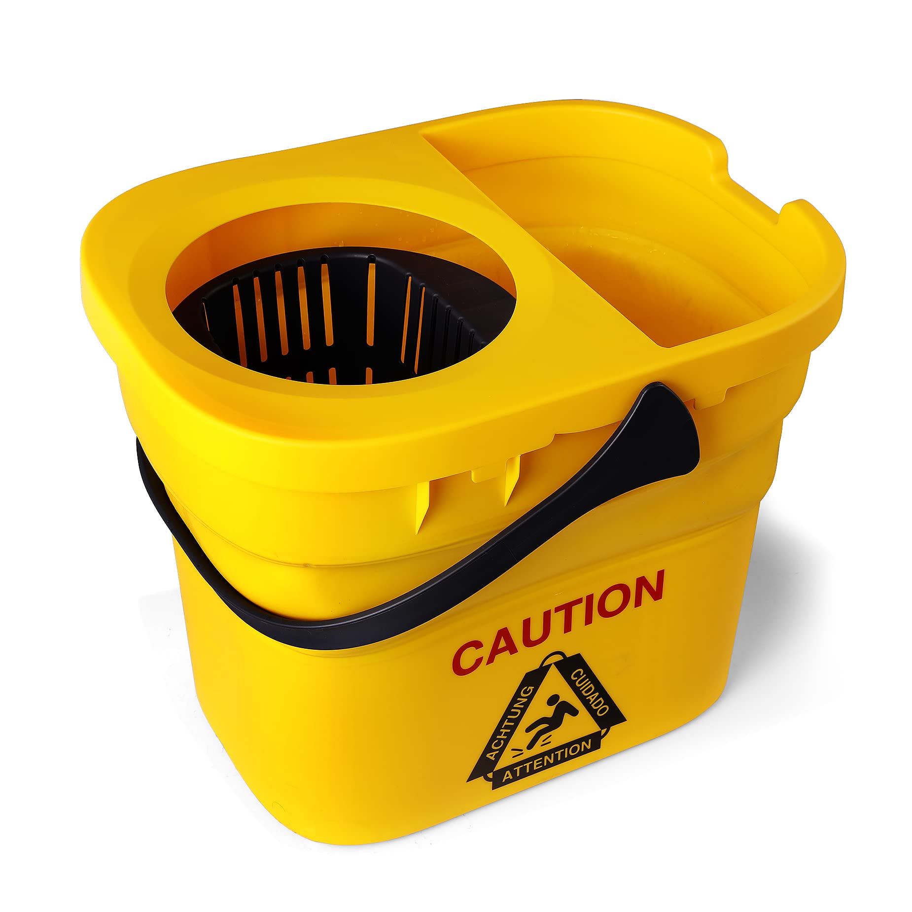 thumbnail video image 2 of Eyliden Collapsible Mop Bucket with Wringer Set with Wheels for Home, Industrial Use, Yellow, 2 of 7