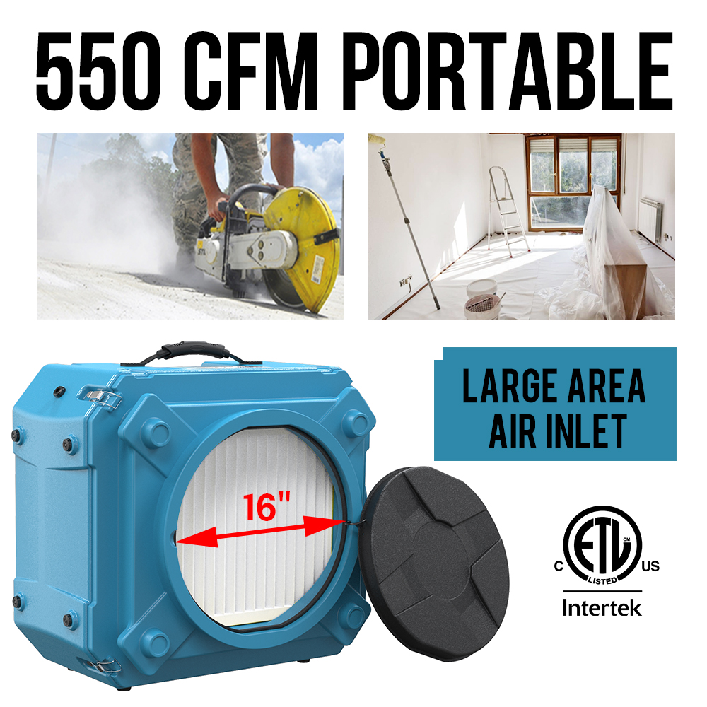 thumbnail video image 2 of ALORAIR HEPA 550 Industrial HEPA Air Scrubber for Water Damage Restoration, Air Purifier, 2 of 10