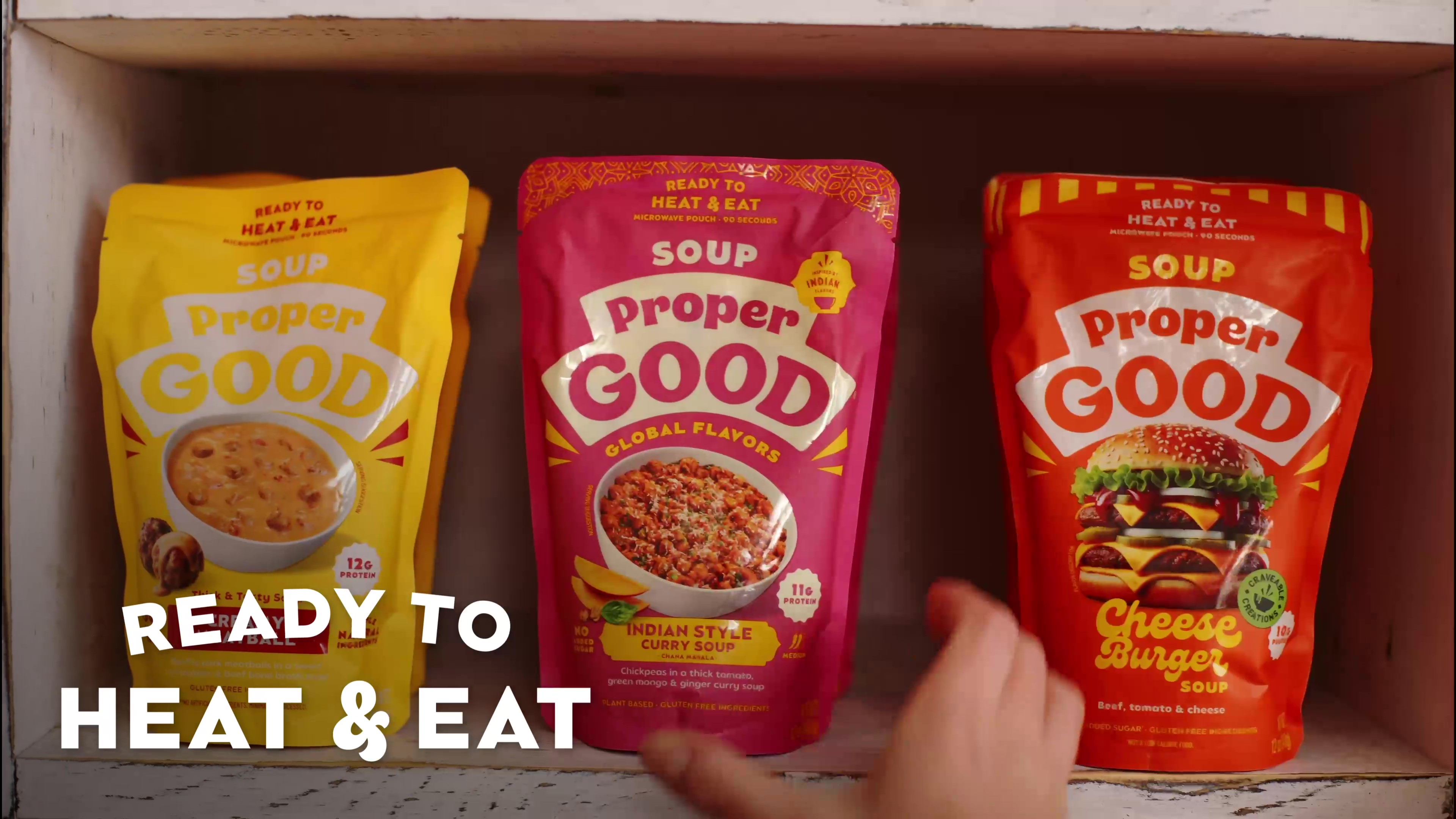 thumbnail video image 2 of Proper Good Indian Style Curry Soup, Ready to Serve Meal, Shelf-Stable, 12 oz Pouch, 2 of 18